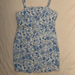 Floral White and Blue Casual Dress